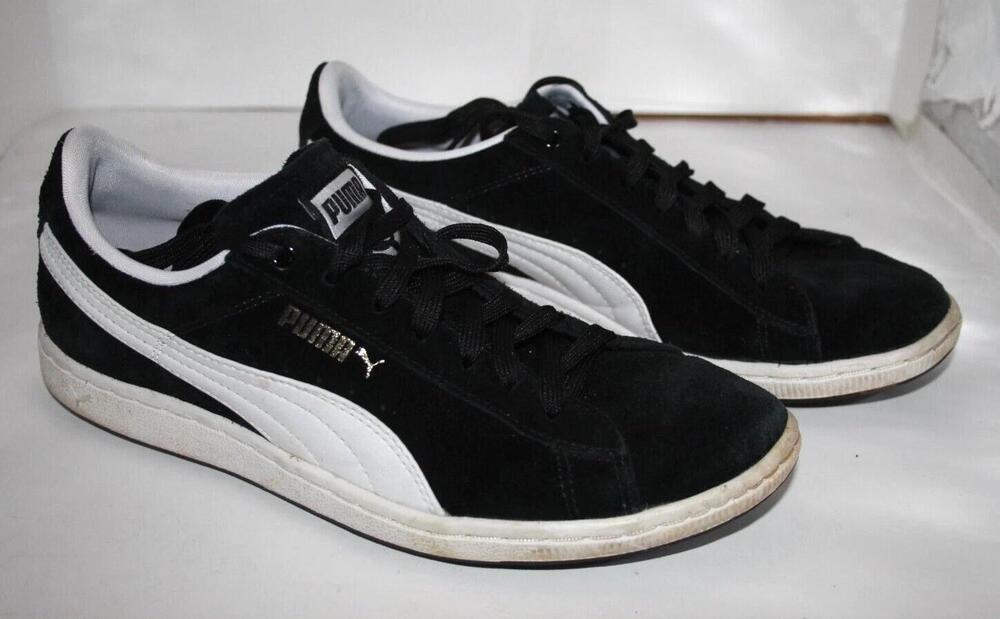 Puma Shoes Womens Size 8.5 Black White Suede Low Top Lace Up 351275-06